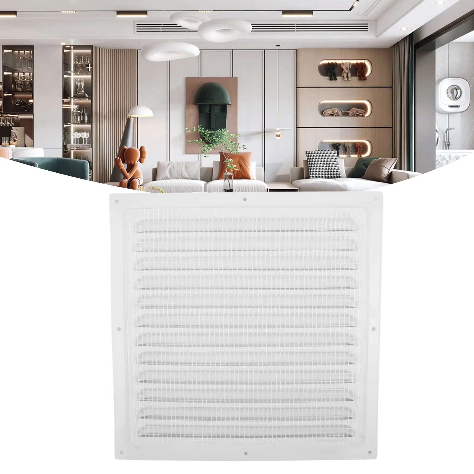 

1PCS 250/300MM Air Vent White Metal Louver Vent Grille Cover Square Vent Insect Screen Cover For Covering Wall /ceiling Openings