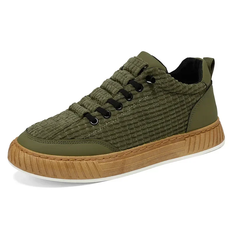 Autumn Men's New Breathable Canvas Shoes, Anti Slip and Wear-resistant Thick Soled Board Shoes, Versatile Casual Sports Shoes