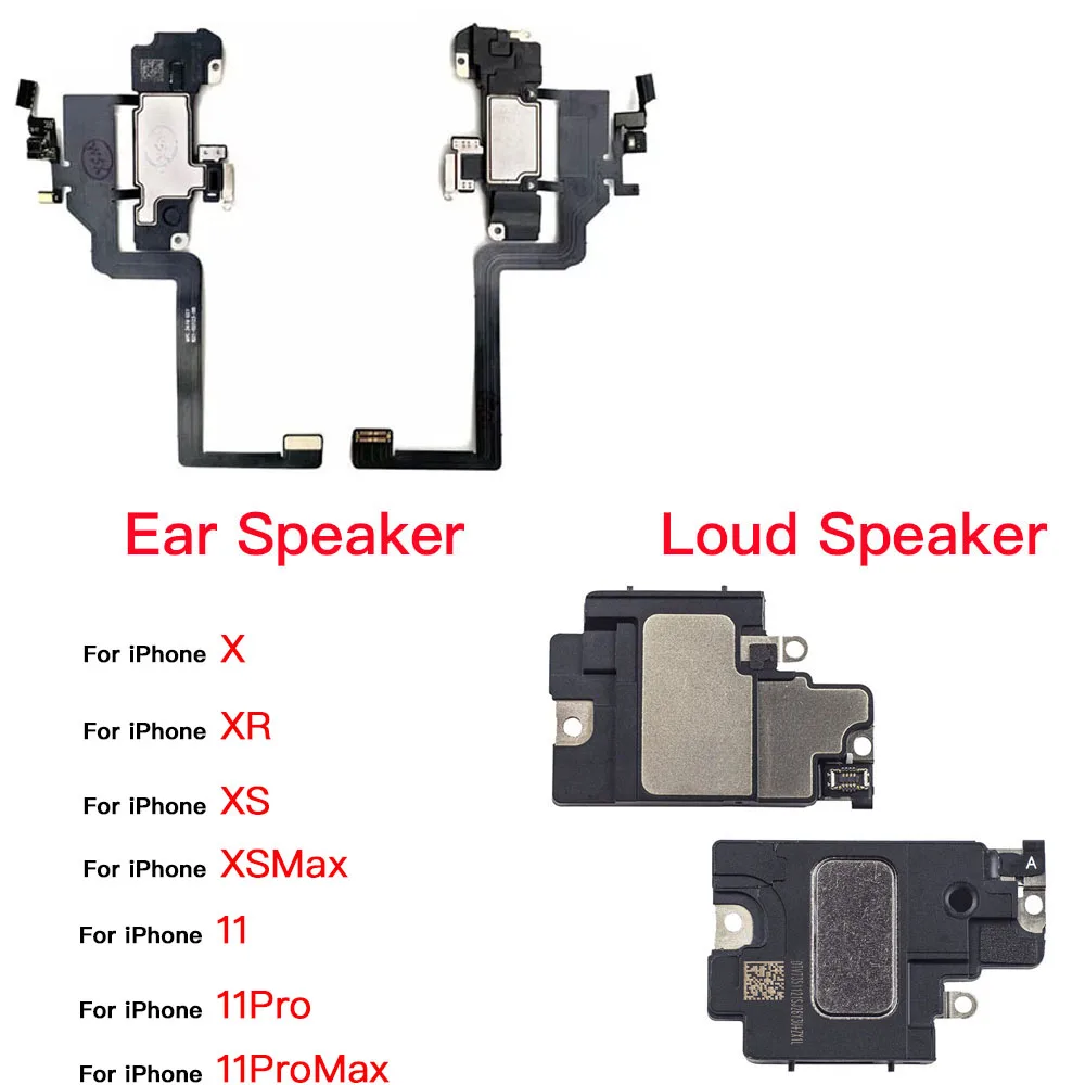 Bottom Loud Speaker Top Ear Speaker With Flex Cable For iPhone X XR XS 11 Pro Max Dual Speaker Replacement Parts