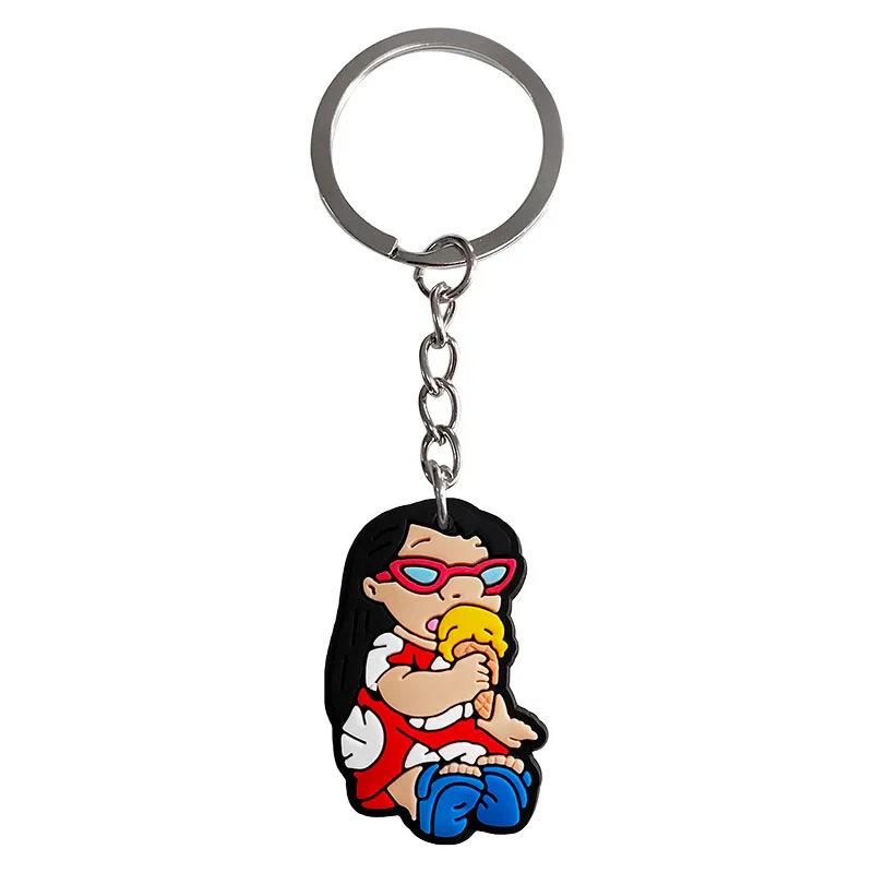 1-20 قطعة Miniso ديزني ليلو وستيتش سيليكون مفتاح سلسلة جميلة الكرتون الغريبة سيارة كيرينغ للجنسين حقيبة سلاسل المفاتيح الزينة