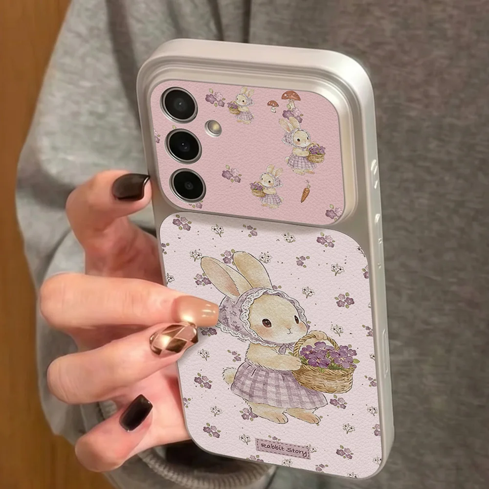 Cute Rabbit Leather Phone Case For Samsung A37 A57 A27 A17 A07 A56 A36 A26 A16 A06 S25 S26 Ultra With Lanyard Large Window Cover view 4