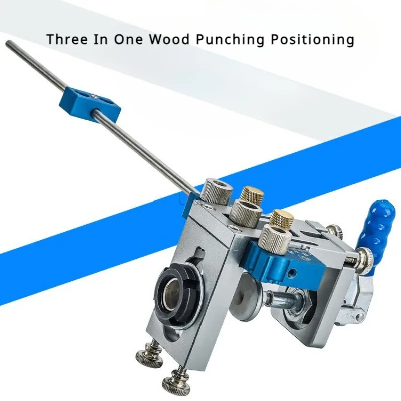 Woodworking Three In One Wood Punching Positioning Set Cabinet Hardware Tools Punch Locator Dowel Jig Fast Fixed Drilling Guide