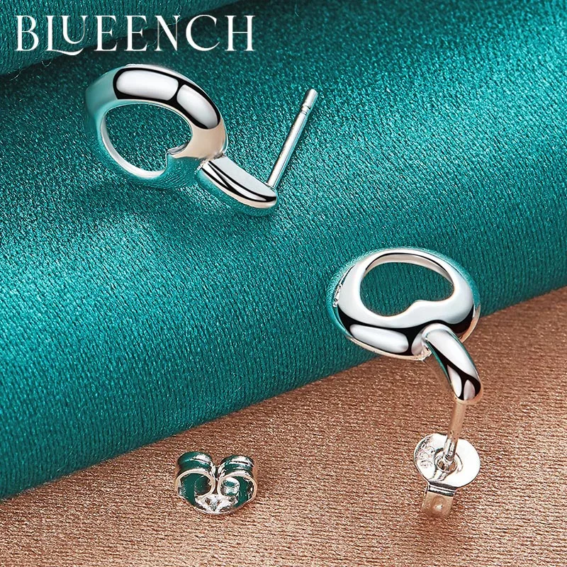 

Blueench 925 Sterling Silver Simple Love Stud Earrings Suitable For Women'S Wedding Party Fashion Temperament Jewelry