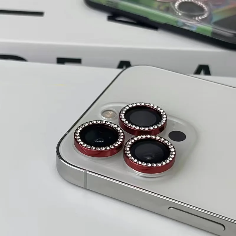 2-3Pcs 9D Rear Diamond Lens Protector For Iphone 17 16 15 Pro Max Plus Camera Tempered Glass For 13 Pro Max Ring Cover Case Film