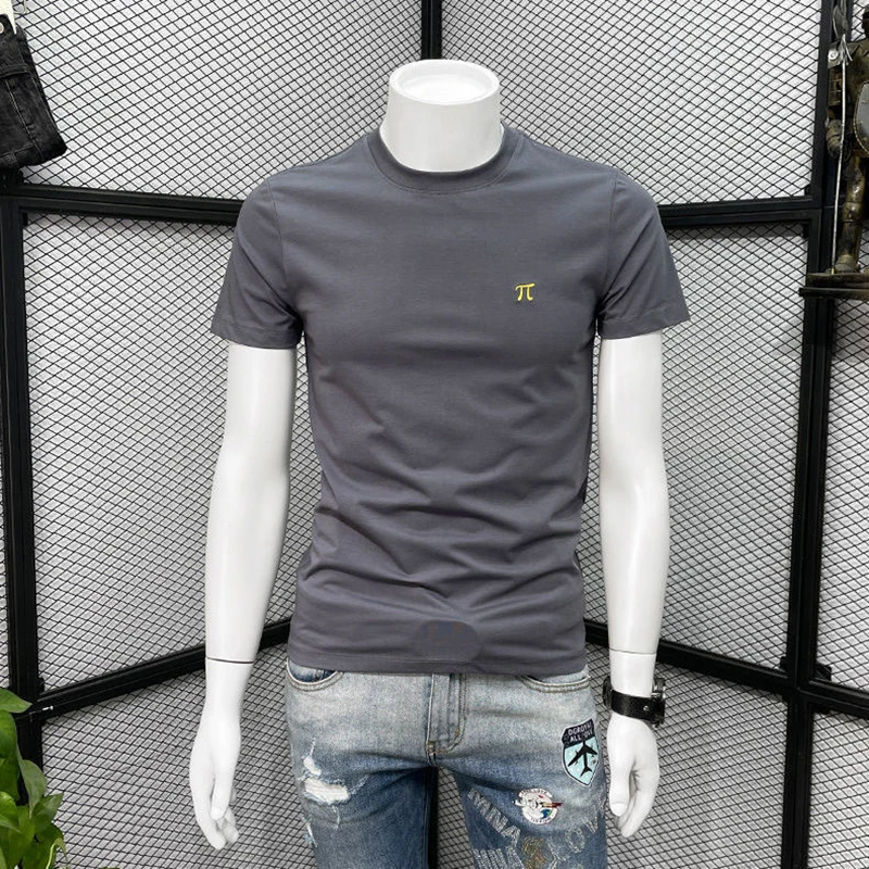 

Fashion O-Neck Solid Color Spliced Embroidery T-Shirts Men's Clothing 2025 Summer New Loose All-match Tops Casual Tee Shirt