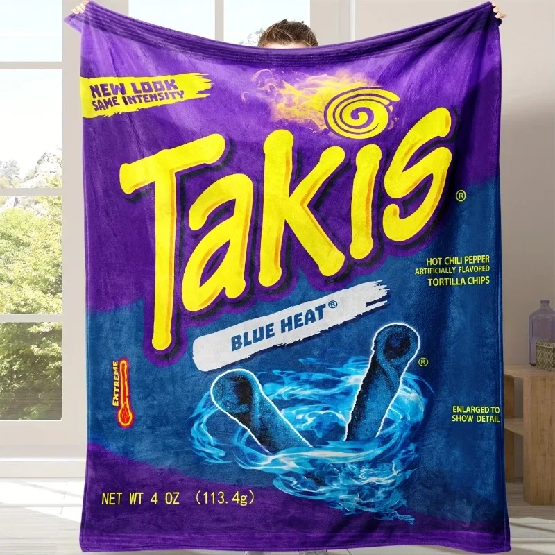 Soft Cozy Takis Pattern Flannel Blanket Versatile, and Warm for Nap Office School Retro Home Picnic Travel and Gift Blankets