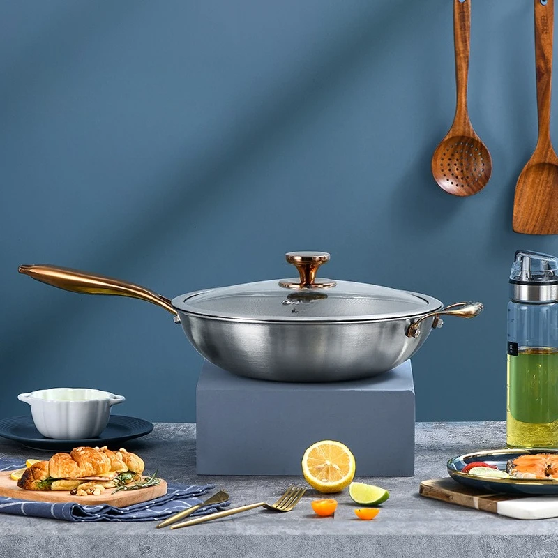 

Wok, uncoated, light gas stove, induction cooker, handmade at home, forged hammer pattern