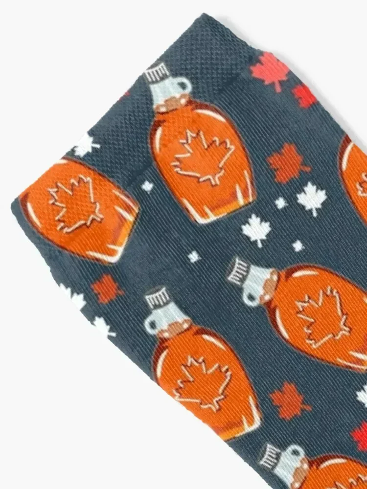 Canadian Maple Syrup Pattern, Dark Grey Socks fashionable aesthetic Socks For Man Women's