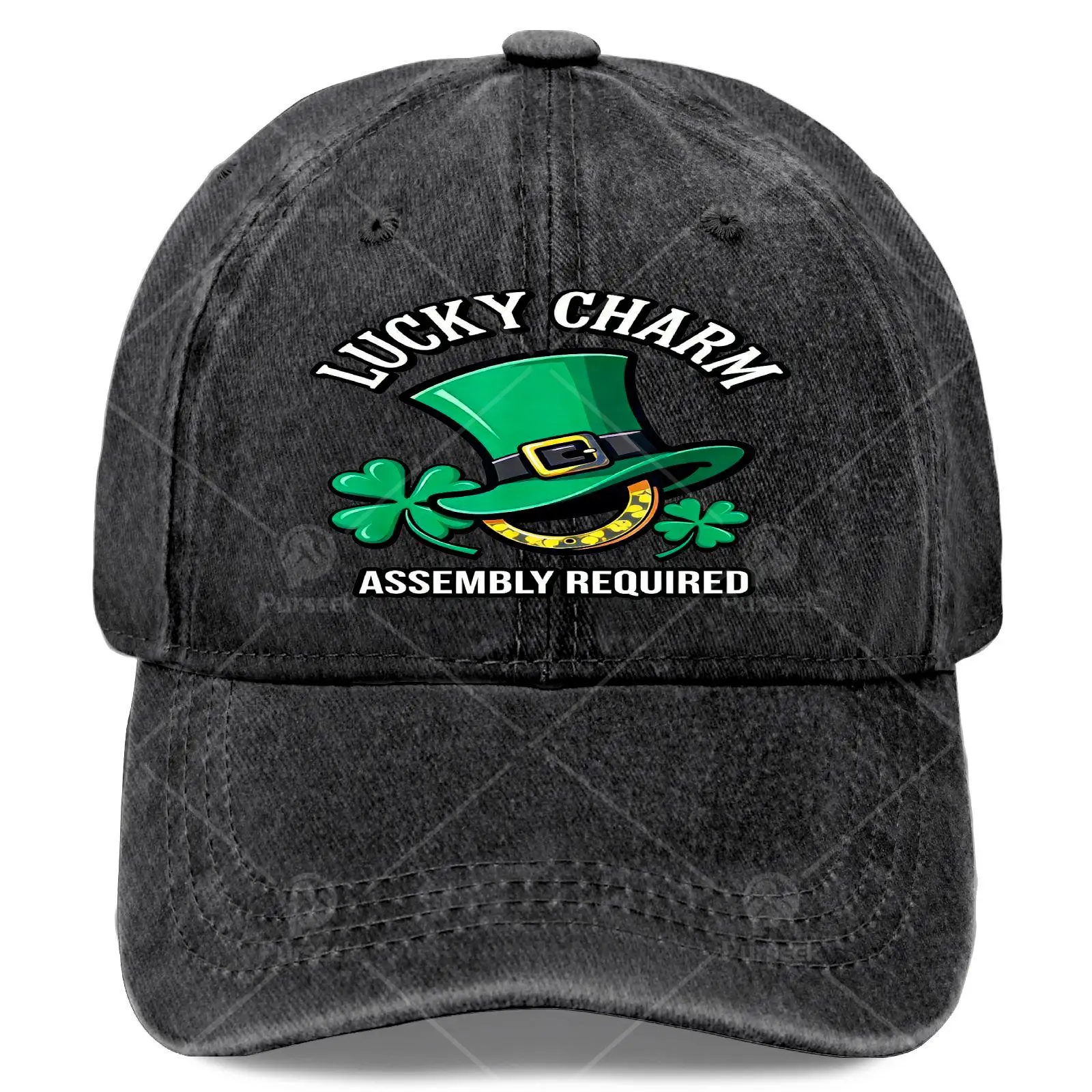 Unisex Washed Baseball for St. Patrick'S Day, Featuring a Humorous Lucky Charm Design That Requires Assembly