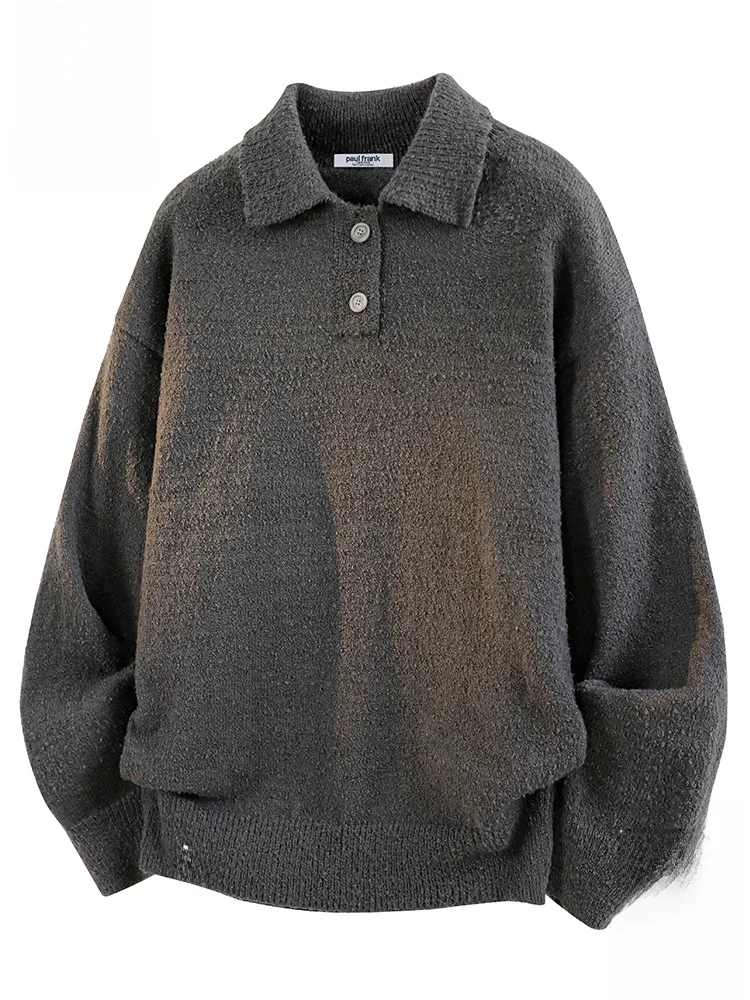 

Вязаный свитер Paul Frank M с воротником, свободный крой, повседневный, комфортный, теплый, однотонный, осенняя новинка