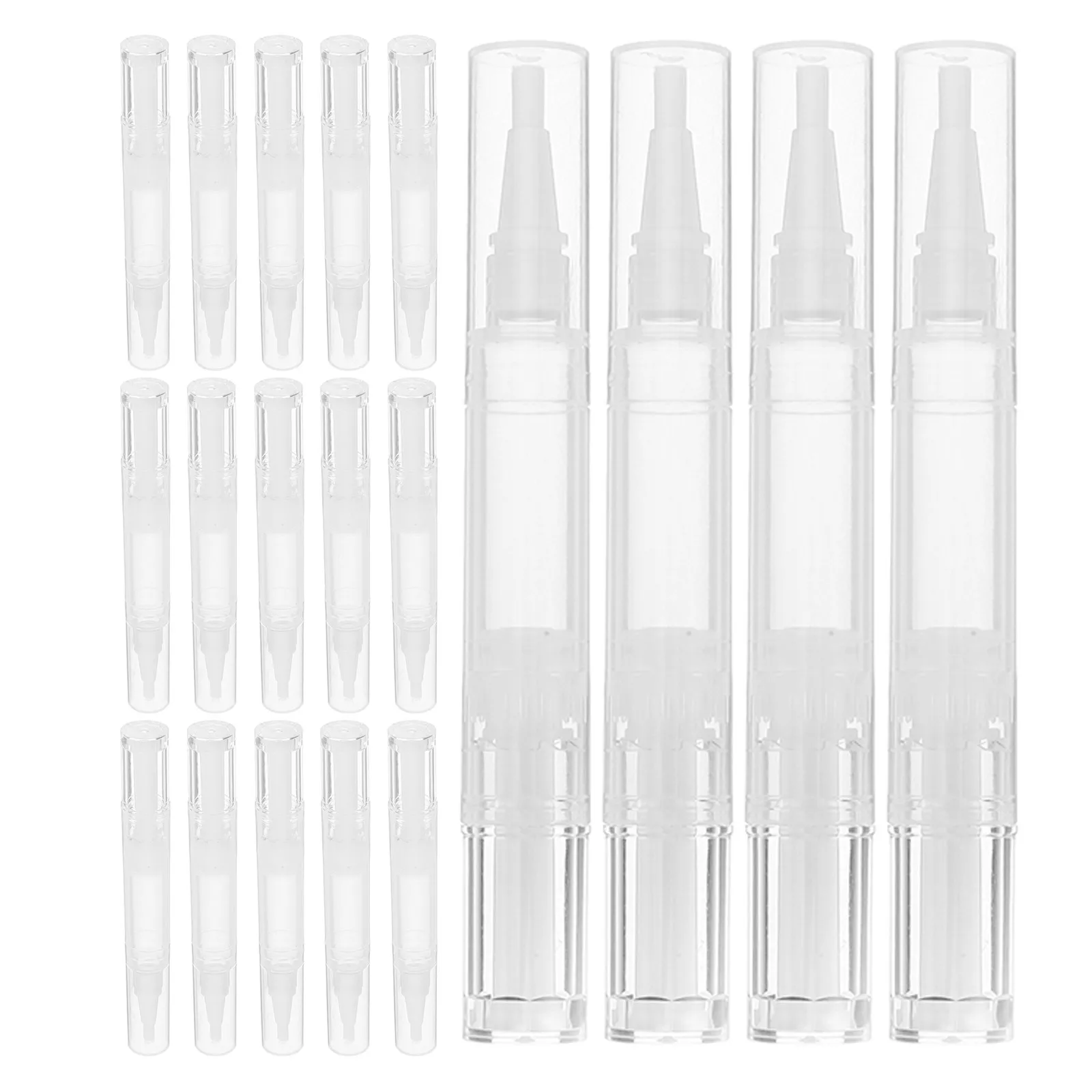 20Pcs Empty Twist Nail Oil Pen Transparent Refillable Lip Gloss Container Tubes Soft Brush Applicator for Makeup