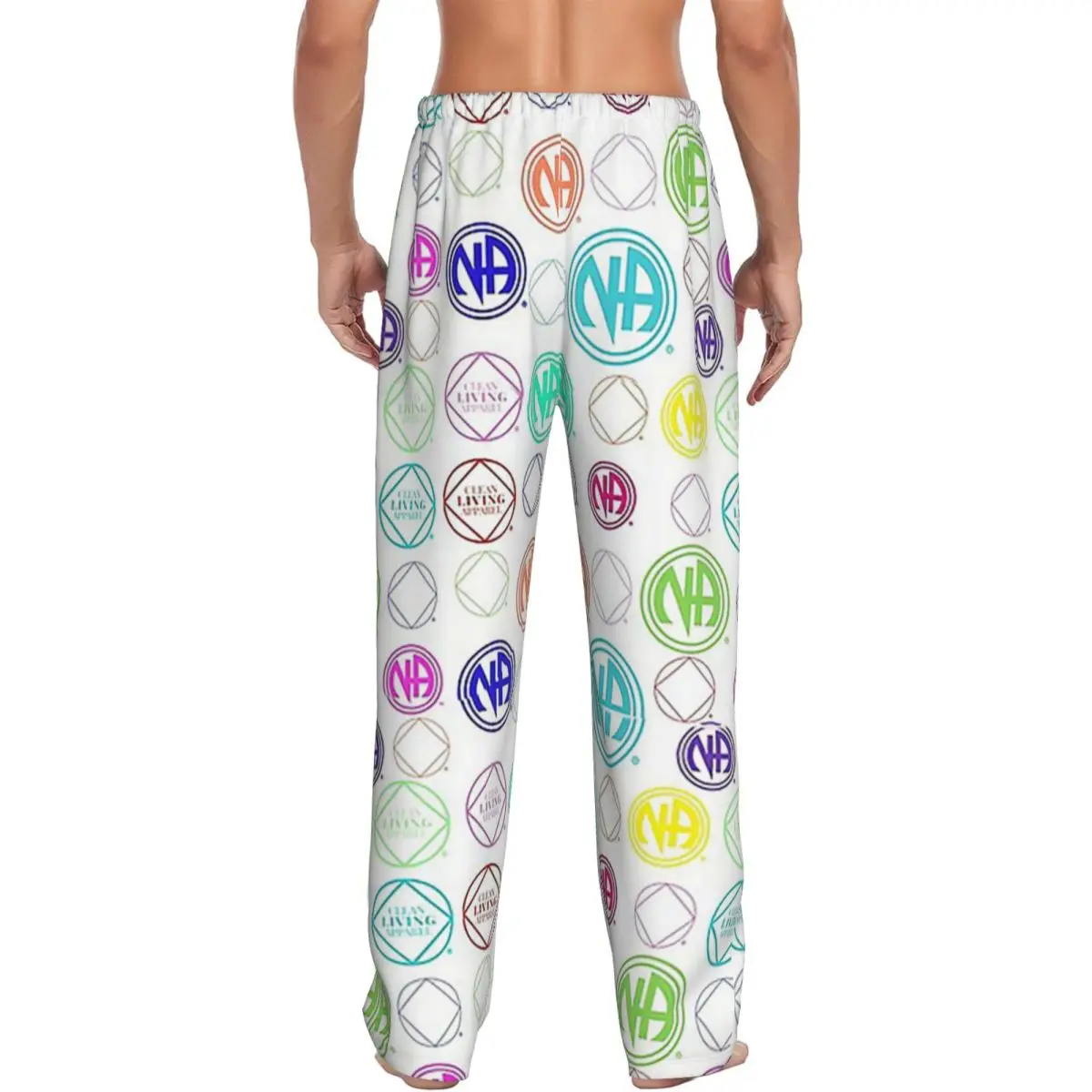 Custom Colorful NA Symbols And Logos Narcotics Anonymous Gift Pajama Pants Men Sleepwear Sleep Lounge Bottoms with Pockets