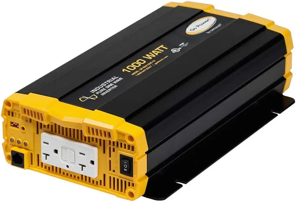 

Go Power 1500 Watt Industrial Pure Sine Wave Inverter, 12V to 120V AC, Dual GFCI Outlets, PowerSave Mode, Overload Protection, Low-Profile Design, Ideal for Appliances