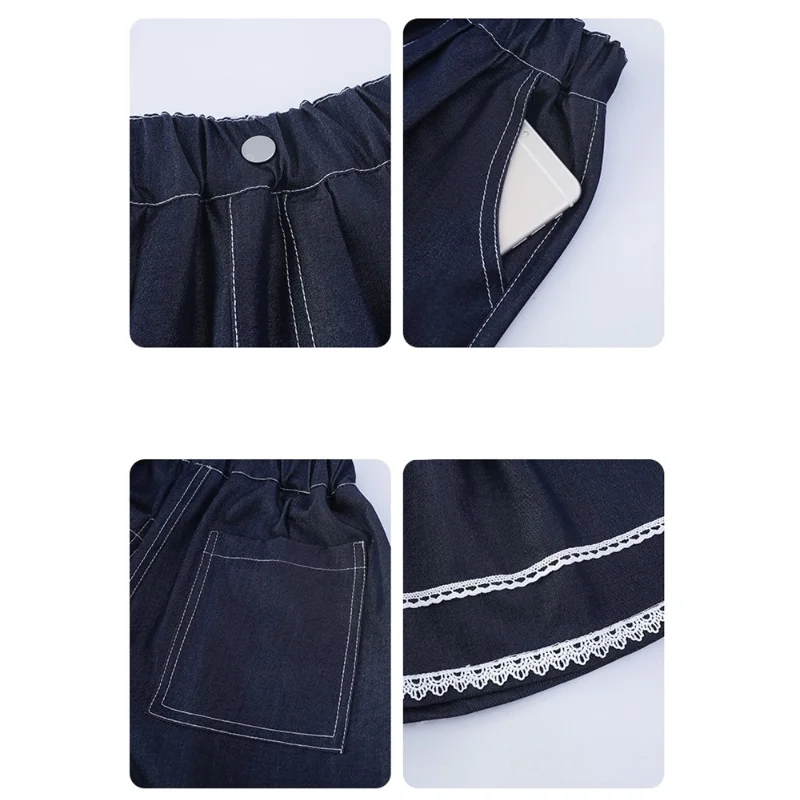 New Items Baby Girls Shorts Kids Casual Short Jeans Tween Girl Trousers Kids Short Deep Blue Pants Toddler Bottom Ages 4-14Y