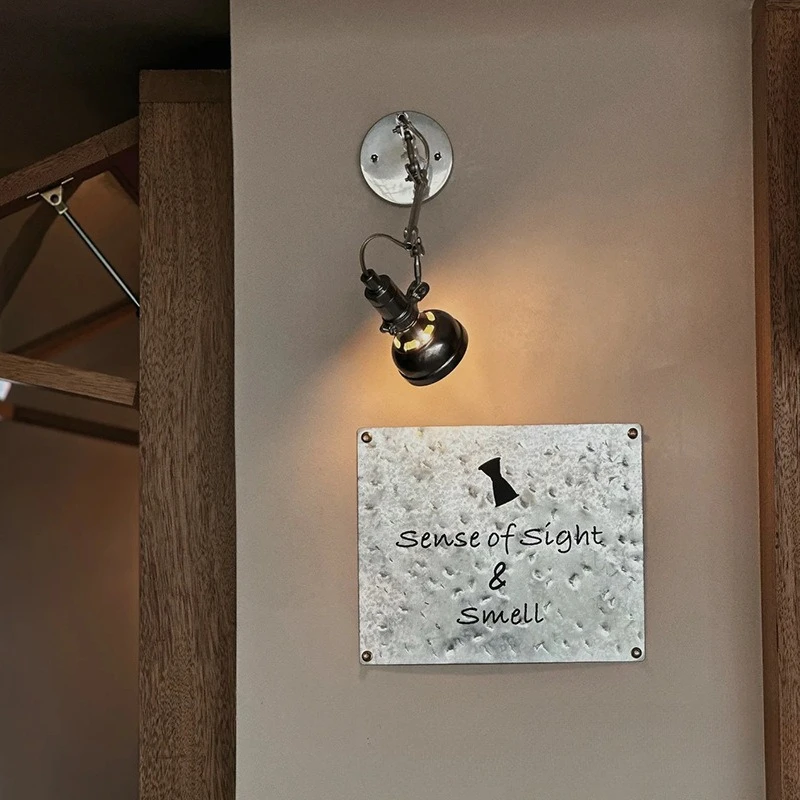 American Retro Industrial Wind Folding Arm Wall Lamp Bedside Milk Tea Shop Cafe Restaurant Medieval Bedroom  Mirror Headlamp