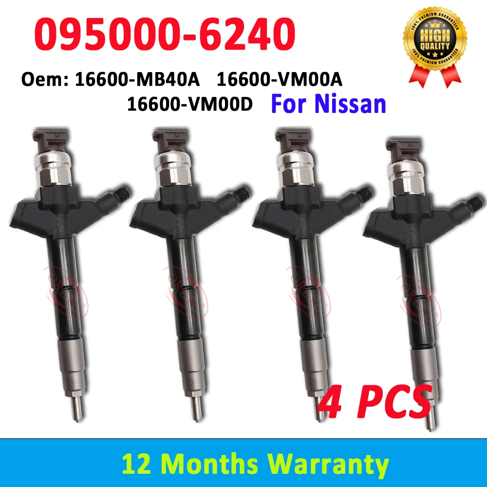 4 PCS 095000-6240 16600MB40A Diesel Fuel Injector 0950006240 Nozzle 16600-VM00A 16600-VM00D 16600VM00A ORLTL 16600VM00D