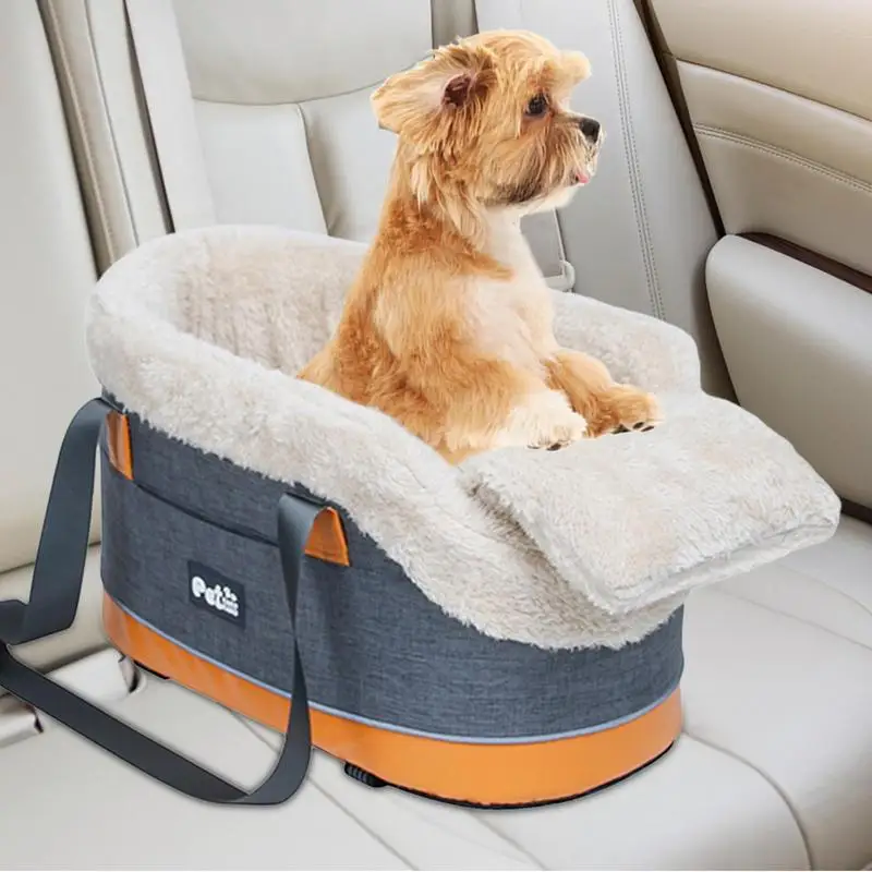 Center Console Dog Car Seat Soft Armrest Pet Car Seat Dog Cat Travel Bags With Straps Storage Pocket Pet Safety Carrier For