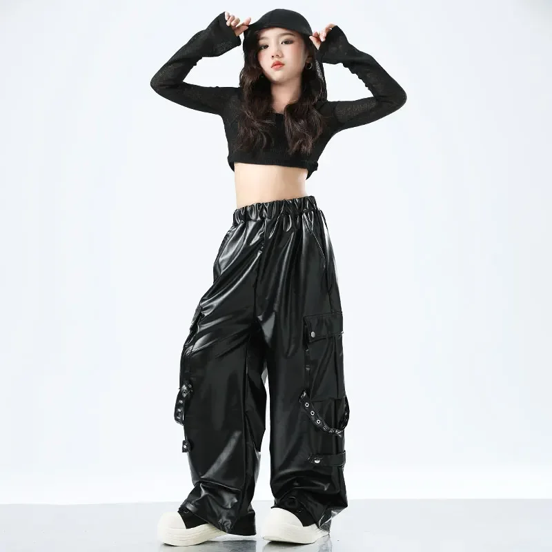 Hip Hop taniec dziecięcy bluza Street Dance spodnie dziewczęce Streetwear dzieci Jazz cheerleaderki kostiumy nastolatki zestawy ubrań scenicznych