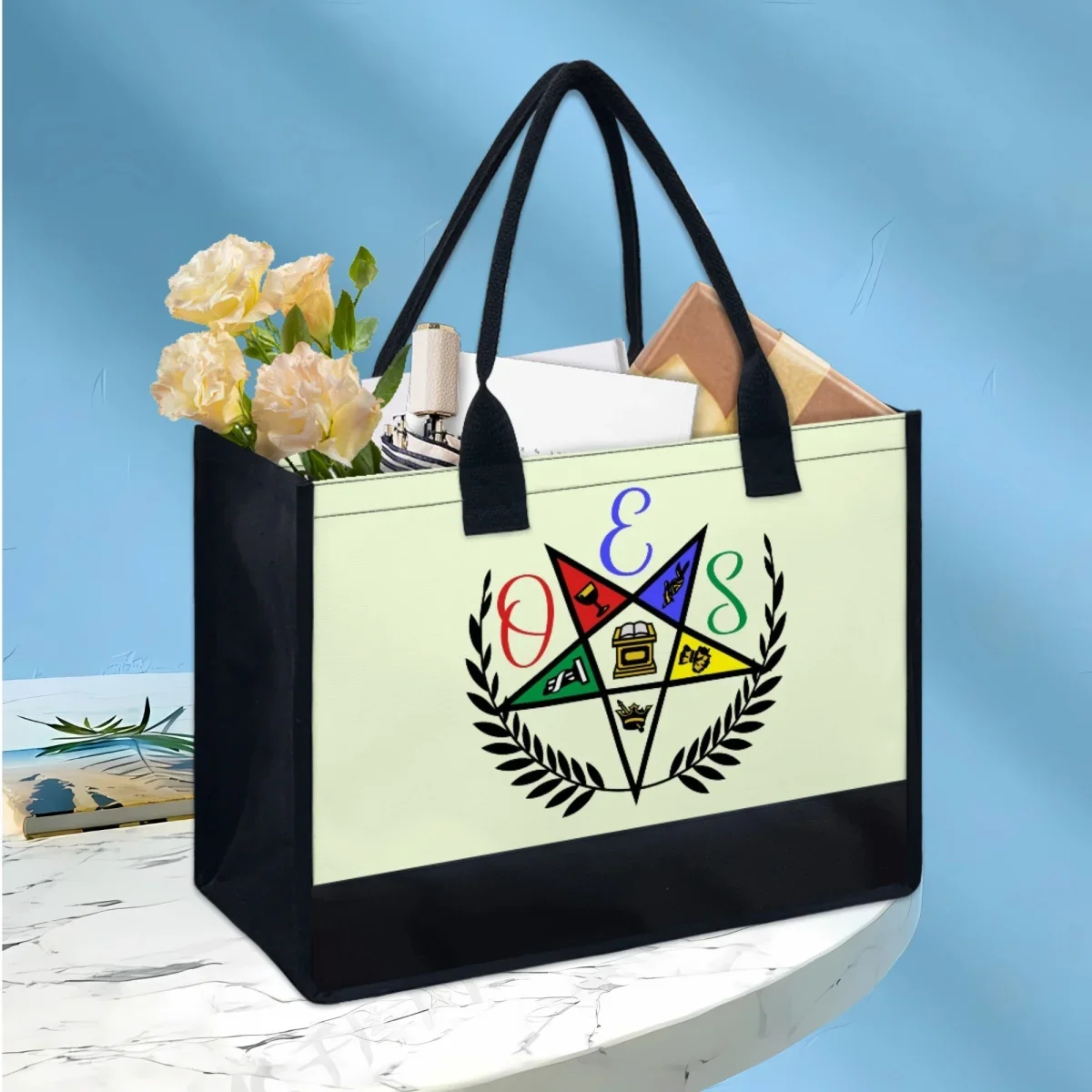 OES Sistars Print Canvas Tote Bags para Mulheres, Ordem do Ramo Oriental Olive, Bolsas para senhoras, casamento e presente de aniversário, bolsa de moedas