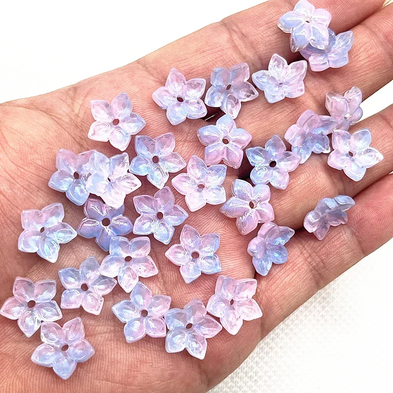 30 Stück 12mm Fünfblättrige Blumen-Lampwork-Perlenkappen Glas-Abstandhalterperlen für Schmuckherstellung DIY-Zubehör Haarnadeln – Detail 10