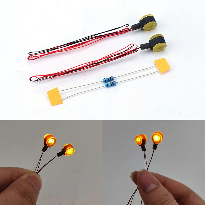 2pcs LED Yellow Position Lights Warning/The Width Light for 1/14 Tamiya RC Truck SCANIA 770S VOLVO BENZ MAN TGX Car Accessories