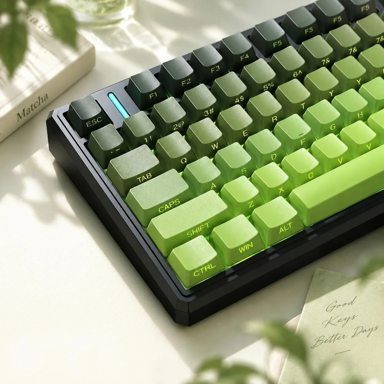 134 Keys Matcha Green PBT Double Shot Keycaps OEM Profile Side-lit RGB Backlit Keycaps for MX Switches Mechanical Keyboards