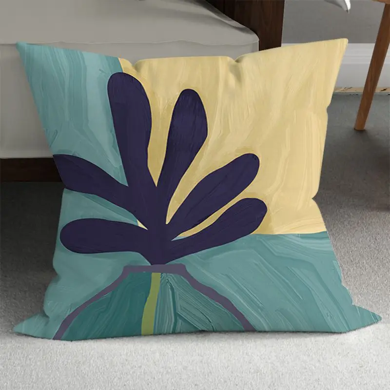 Sunflowers Hand-Painted Vase Inset Style Oil Painting Decoration Pillow Nordic Fresh Sofa Bed Backrest Pillow