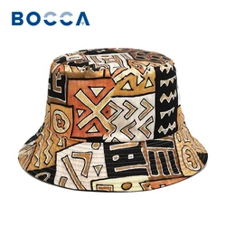 Bocca Bohemian Style Bucket Hat Graffiti Double Sides Fisherman Hats Printing Panama Cap For Men Women Outdoor Sun New Style