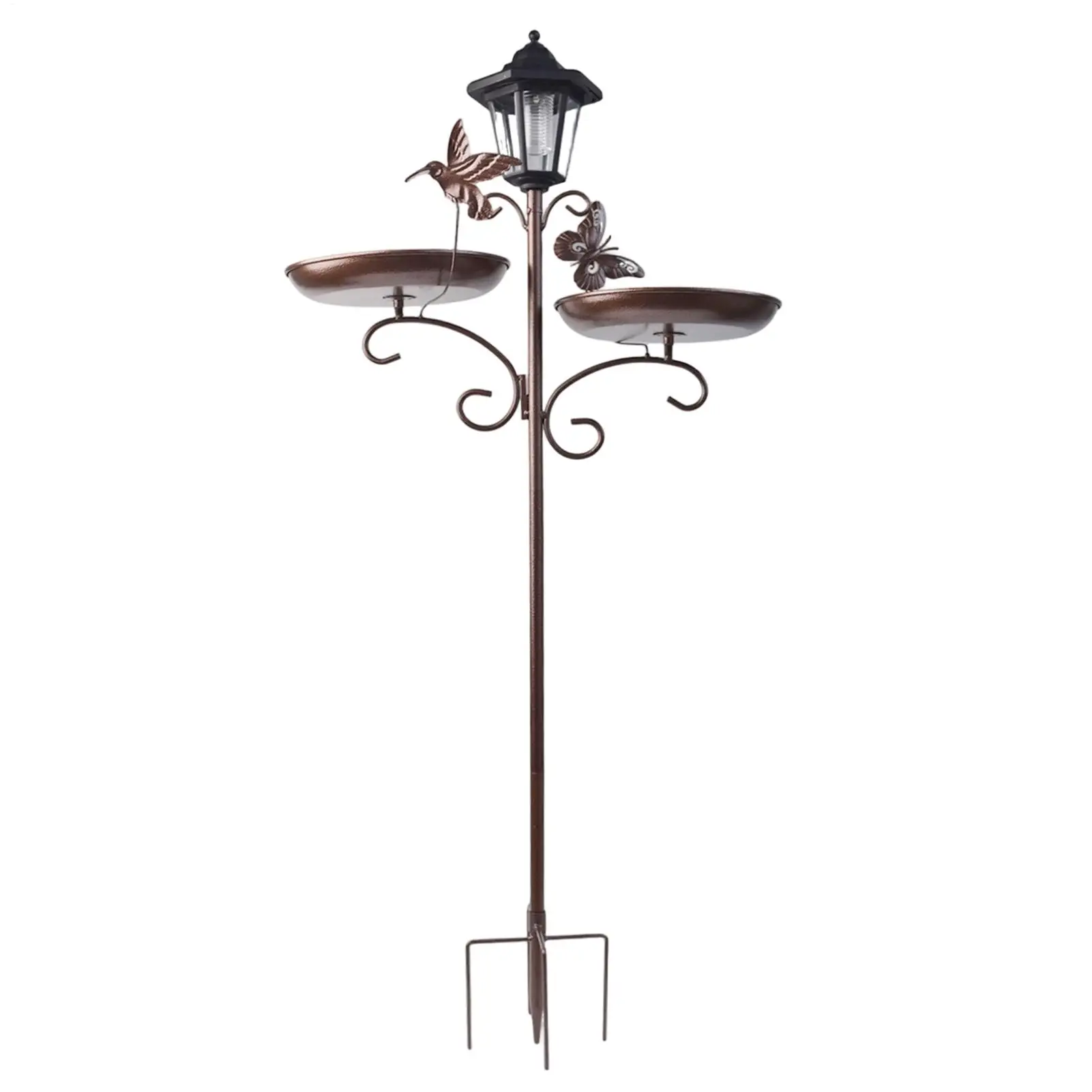 Garden Bird Bath Bird Feeding Drinking Tray With LED Solar Light Large Capacity Hummingbird Feeder For Balcony Garden Patio