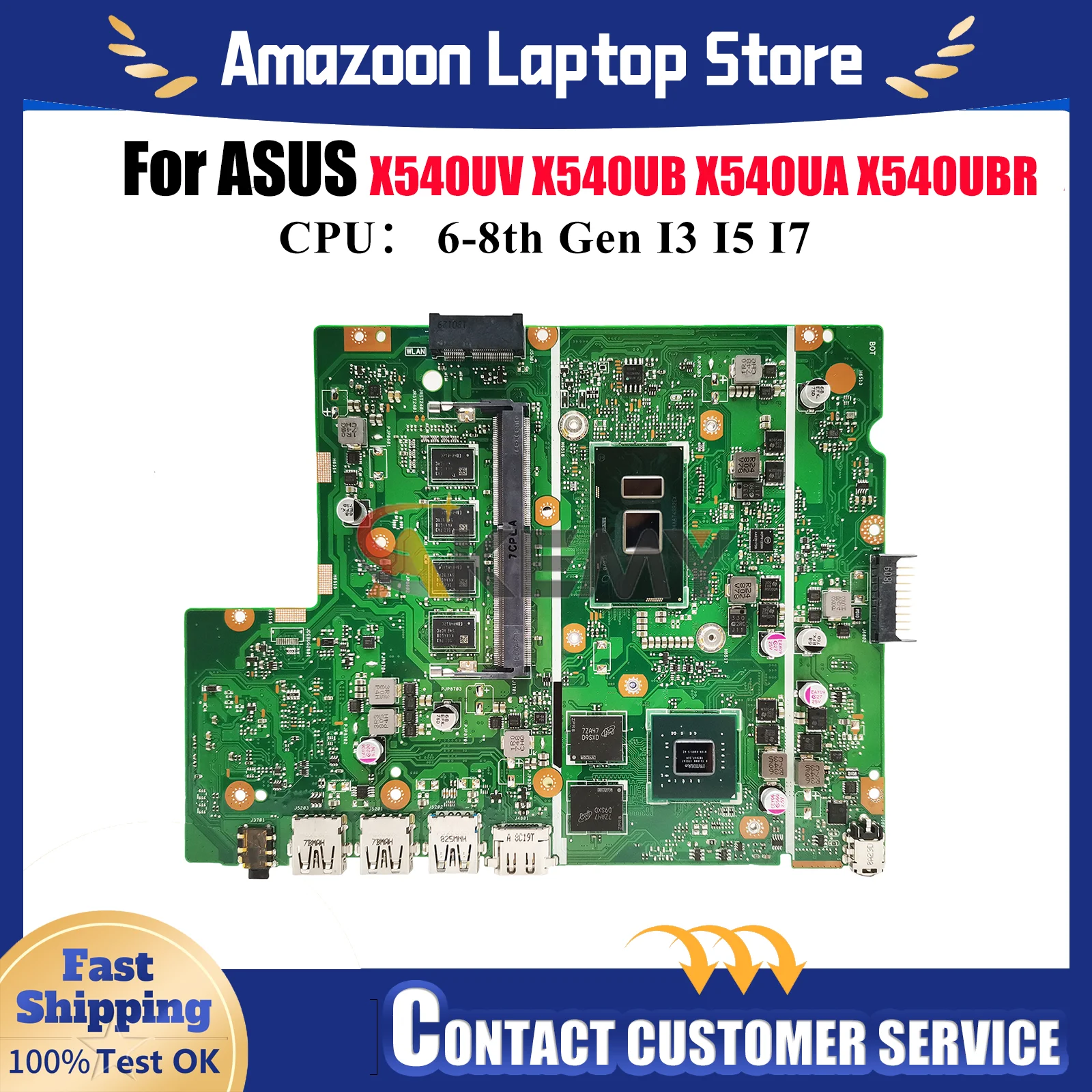 

X540UV Материнская плата для ноутбука ASUS A540U X540UBR X500U X540U R540U P540U X540UB K540U F540U X540UAR Материнская плата с процессором I3 I5 I7