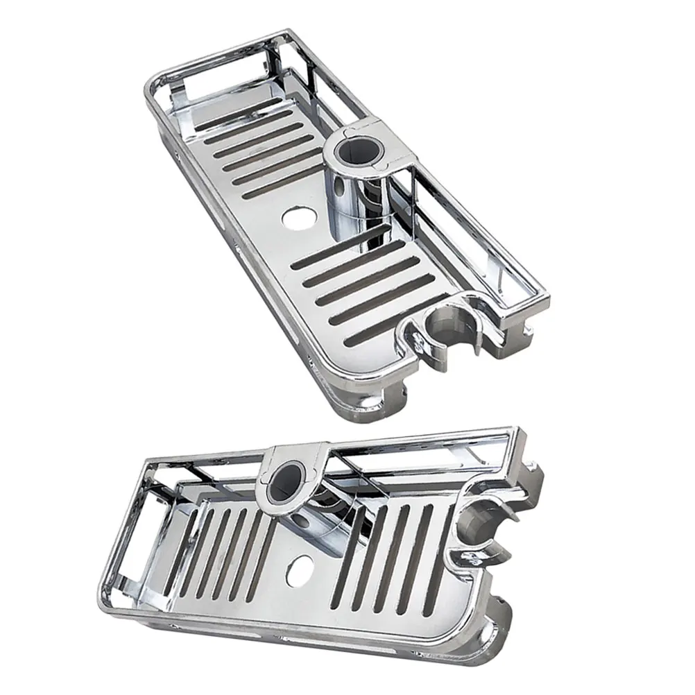 

2 Pcs Shower Rod Storage Rack Bathroom Organizers Silver Adjustable Height Nodrill Installation Restroom Shelves Shelf
