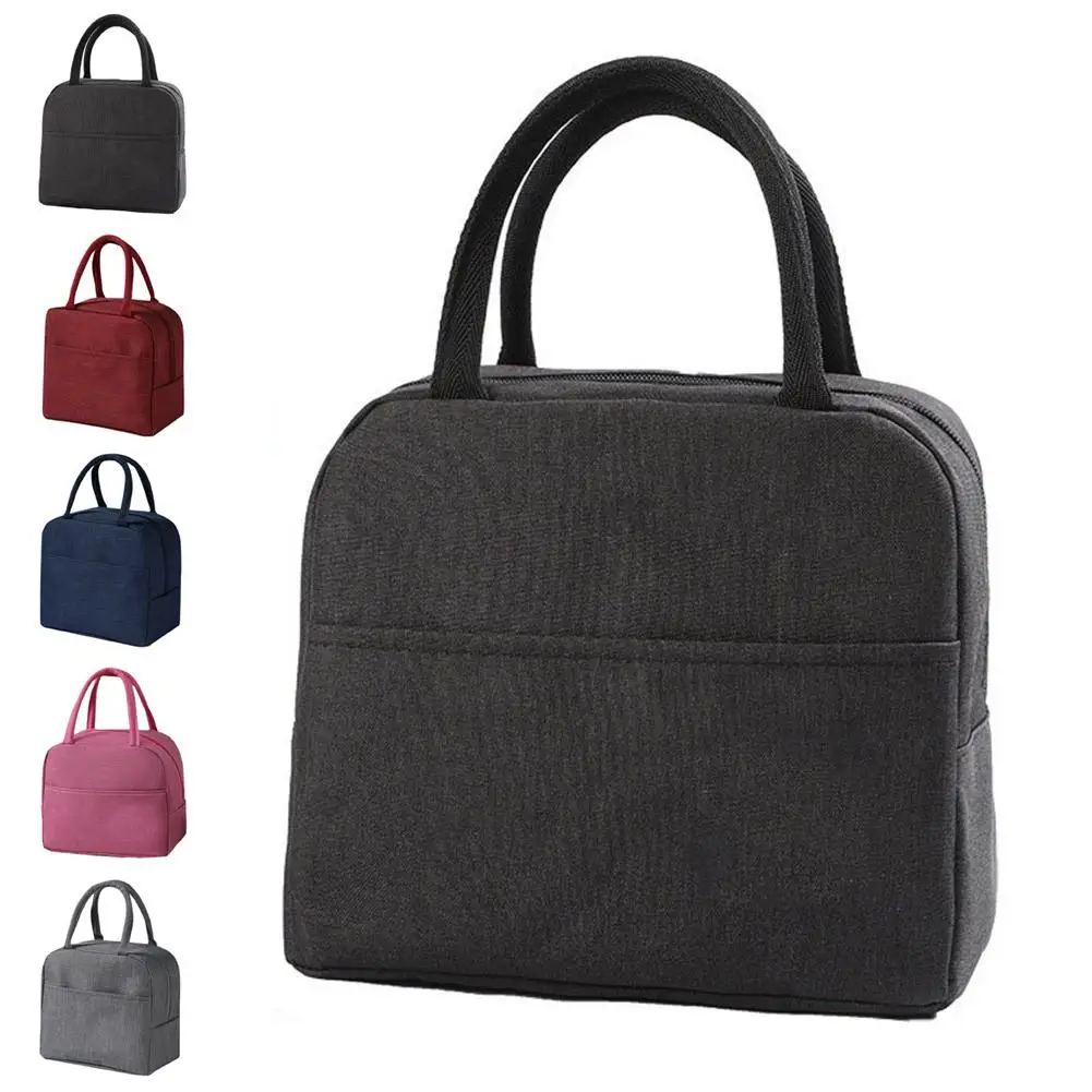 حقيبة غداء معزولة، حاوية طعام حرارية، مقاومة للماء والزيت، حقيبة محمولة للعمل والمدرسة والنزهات، رمادي وردي وأزرق، خيارات الألوان #4