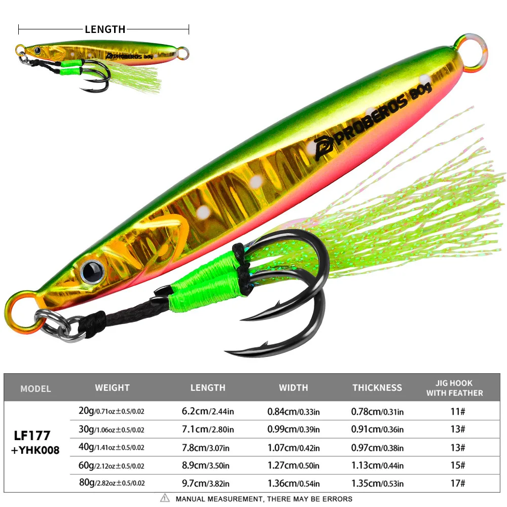 PRO BEROS Angelköder 20-80g Doppelhaken Leuchtender Metall-Jig-Köder für Hochsee-Bootsangeln Schleppangeln Harter Köder für Barsch – Detail 3