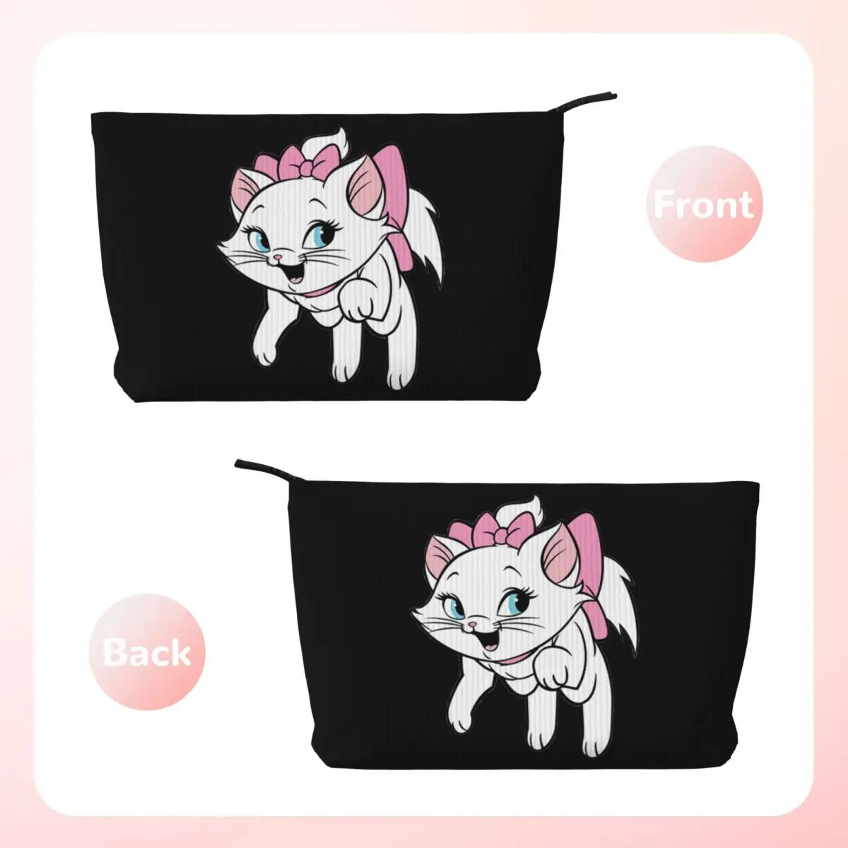 Custom Travel Marie Cat On Pink Toiletry Bag Corduroy Cartoon Kitten Cosmetic Makeup Organizer for Women Storage Dopp Kit Case