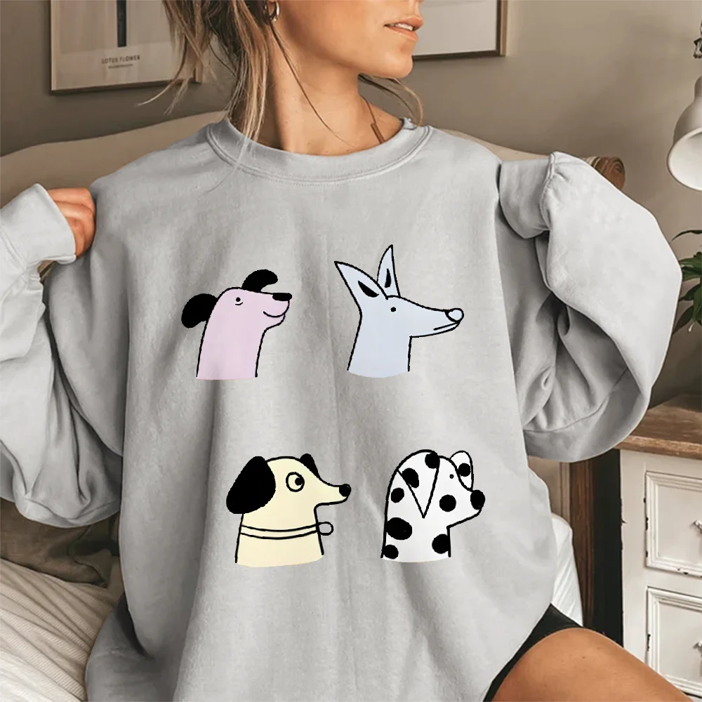 Cartoon Cute minimalist Style Sweatshirt Diverse Puppies Retro Vintage Graphic Hoodies Y2K Unisex  Versatile Stylish Pullover