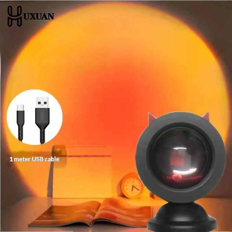 

Mini USB Sunset Lamp Led Projector Night Light 6 Colors Switch Rainbow Atmosphere Home Bedroom Background Wall Decoration Gift