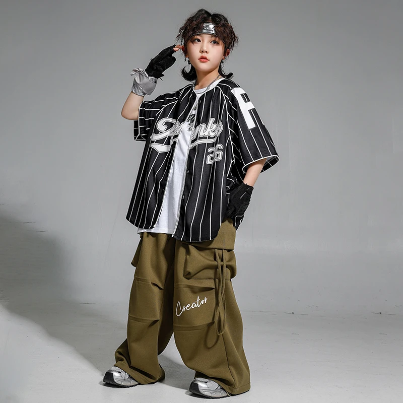 Hip Hop Kleidung Jungen Baseball Cargo Hosen Mädchen Street Dance Mantel Streetwear Kinder Jazz K-pop Kleidung Sets Kinder Kostüme