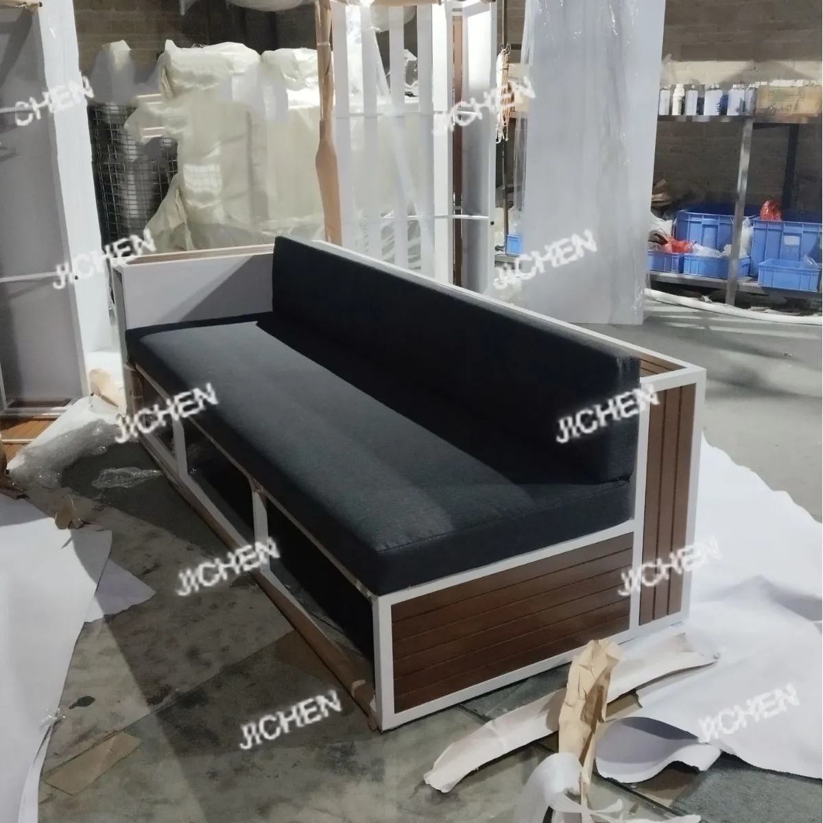 Modern simple outdoor plastic wood sofa villa courtyard garden dining set hotel aluminum alloy outdoor sofa