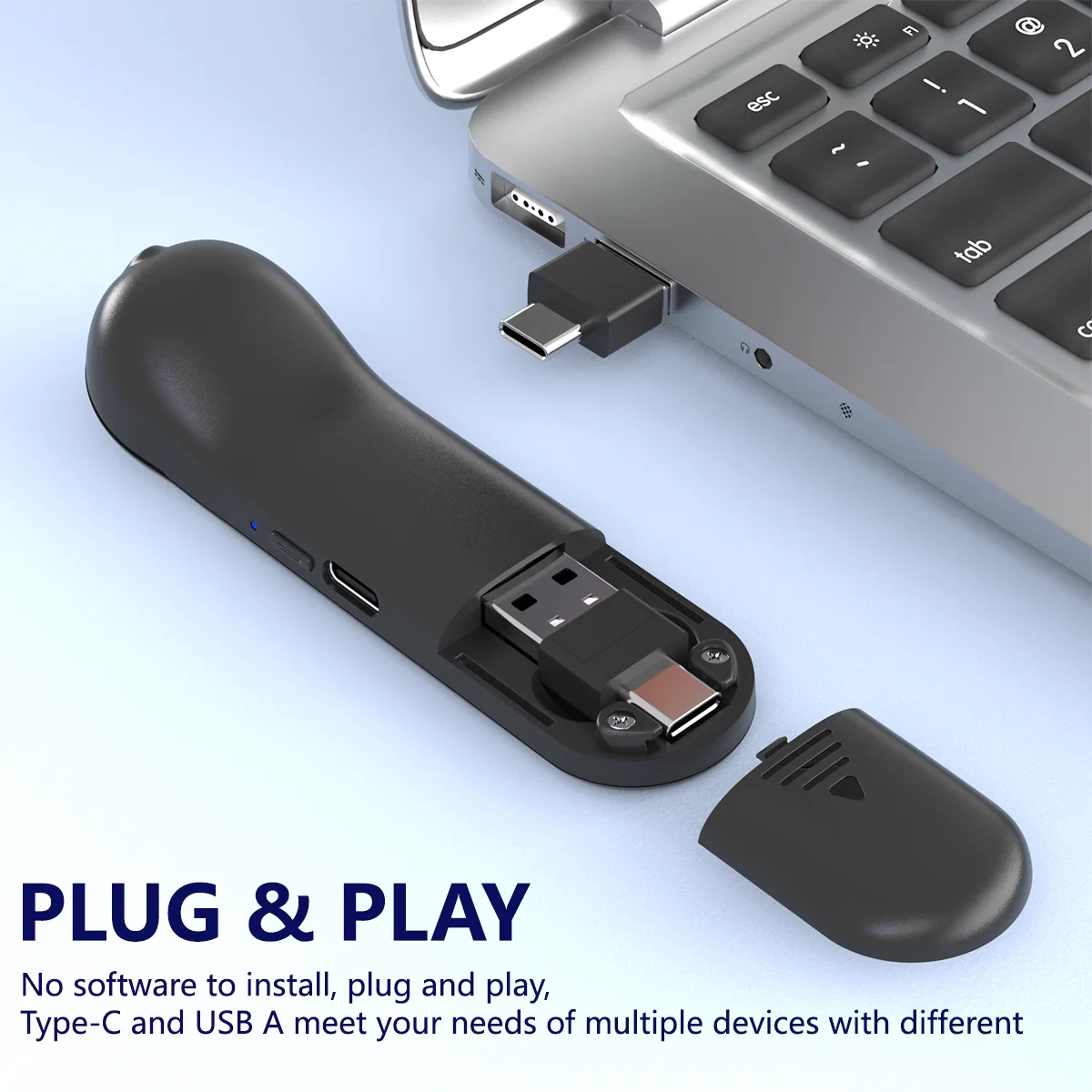 ليزر سماعة لاسلكية تعمل بالبلوتوث ماوس التحكم عن بعد TikTok فيديو قصير PPT صفحة تحول تحكم الهاتف المحمول اللوحي Type-C & USB A #4