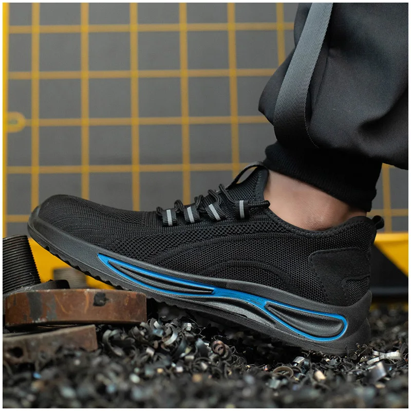 

Мужские повседневные дышащие стальные носки, защитная обувь, летние рабочие ботинки с воздушной сеткой, рабочие кроссовки на открытом воздухе, безопасная обувь