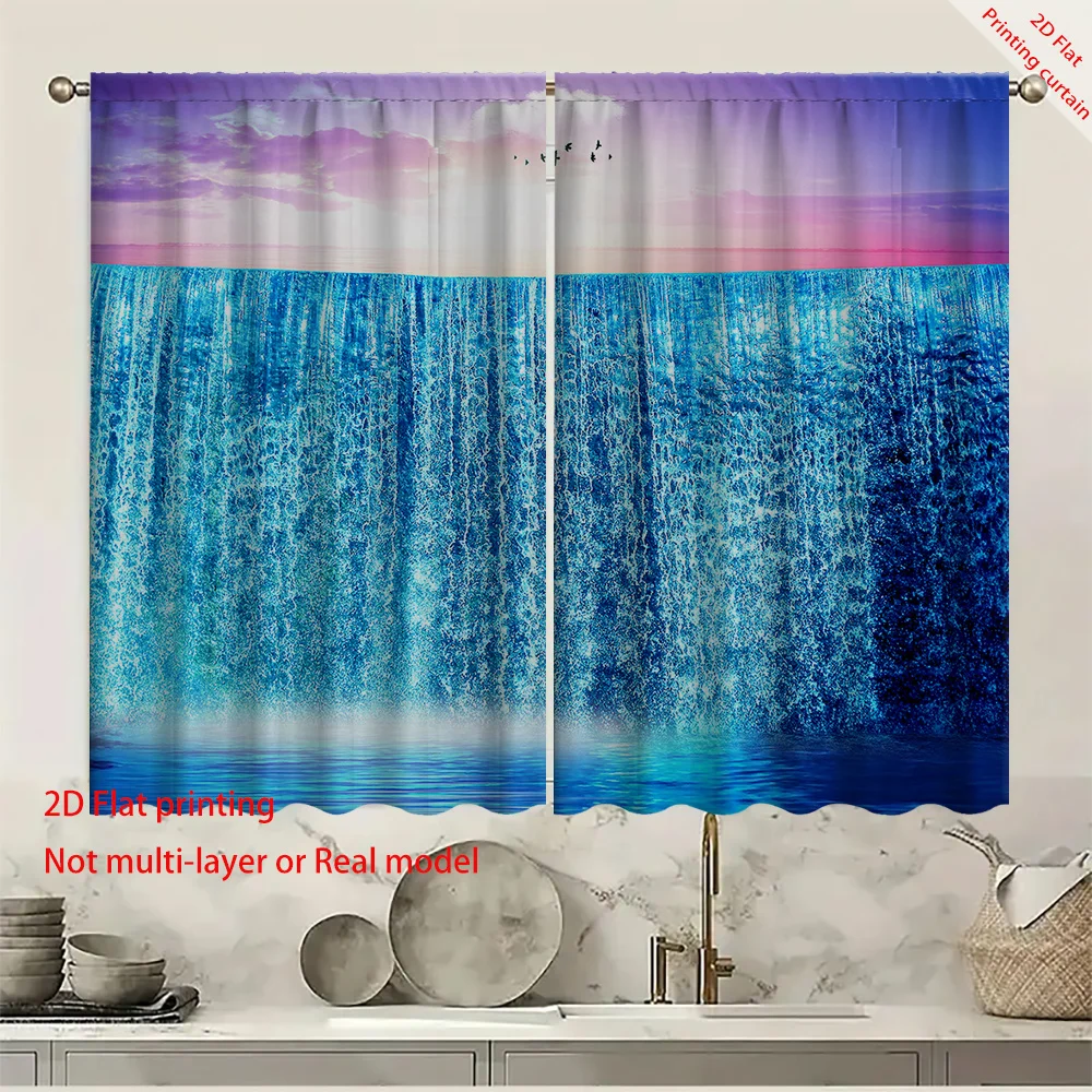 Colorful waterfall printed curtains, Bohemian style home blackout curtains, suitable for dormitory, office, balcony windows