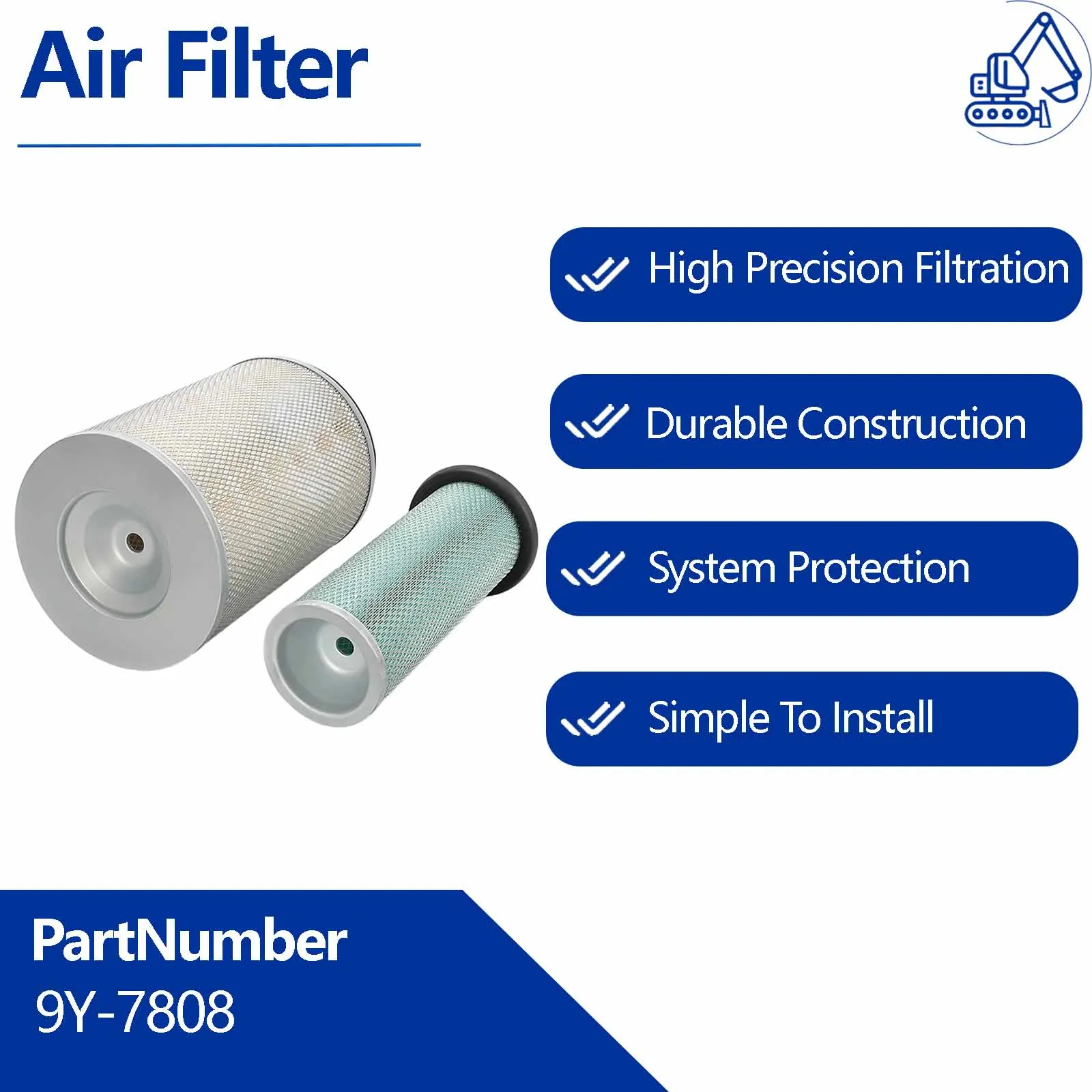 Air Filter 2474Y1009 For Lovol FR210 FR220 FR220-7 Crawler Excavators