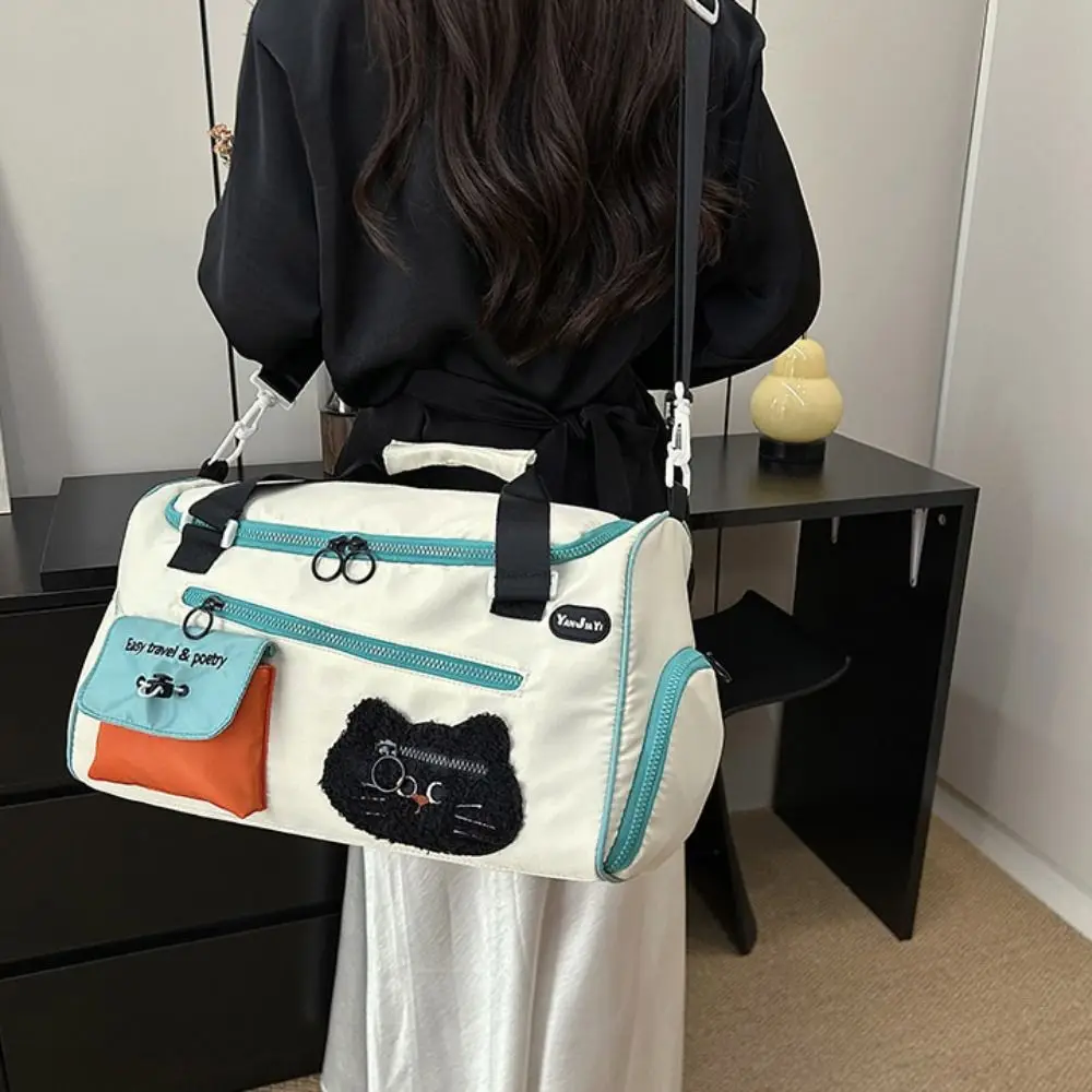

Nylon Cartoon Travel Duffel Bag Portable Wet Dry Separation Travel Luggage Bag Durable Multi Pocket Women's Fitness Handbag