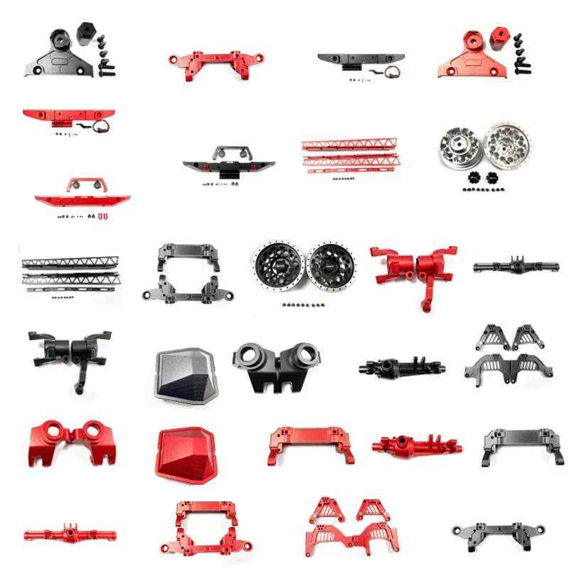 1/6 SCX6 ferngesteuertes Autozubehör: Lenkung aus Aluminiumlegierung, Antikollisions-Reifennabenhalterung mit C-Sitz, Stoßdämpfer
