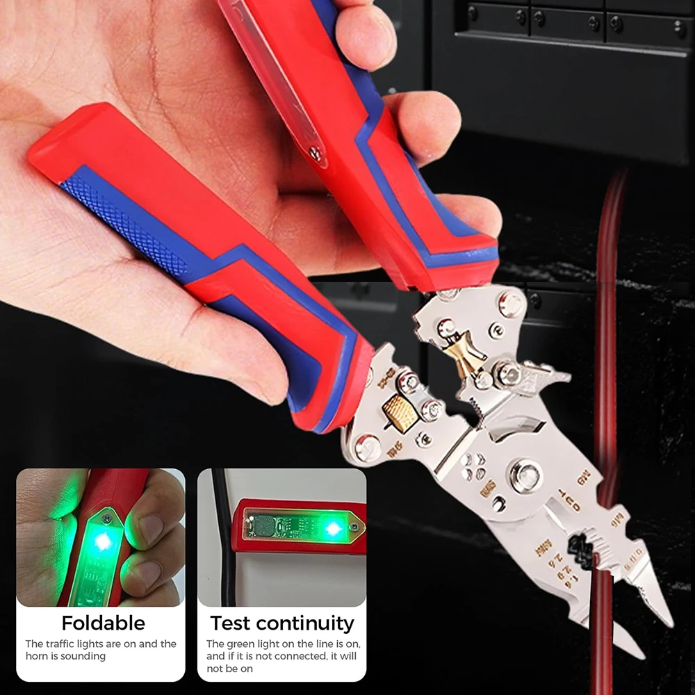 NEW 13-in-1 Multi-function Wire Stripper Electricians Voltage Testing Cable Cutting Scissors Crimping Pliers