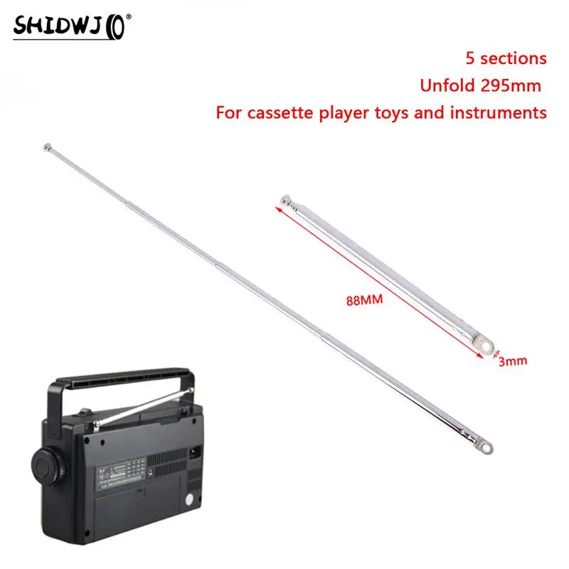 1pc TV Radio DAB AM FM Universal Folding Length 89MM And Unfold 295MM New 5273-5 Section Replacement Telescopic Aerial Antenna