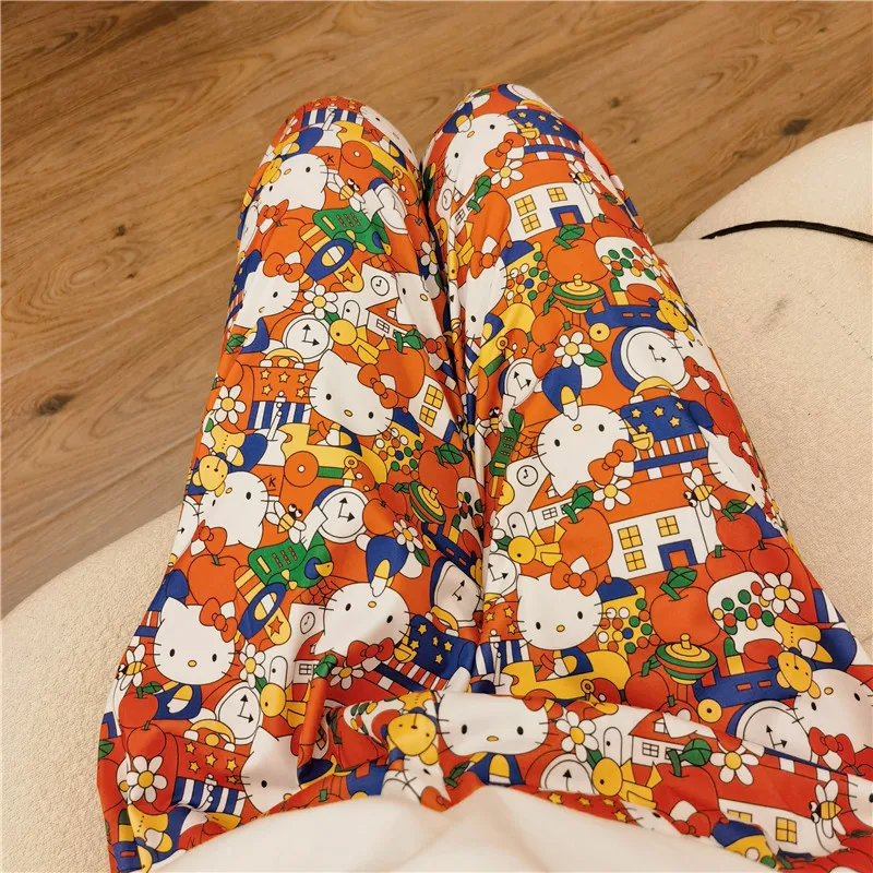 Hello Kittys Pajama Pants Anime Cartoon My Melody Kuromi Women Loose Casual Trousers Spring Autumn Girls Dormitory Home Pants