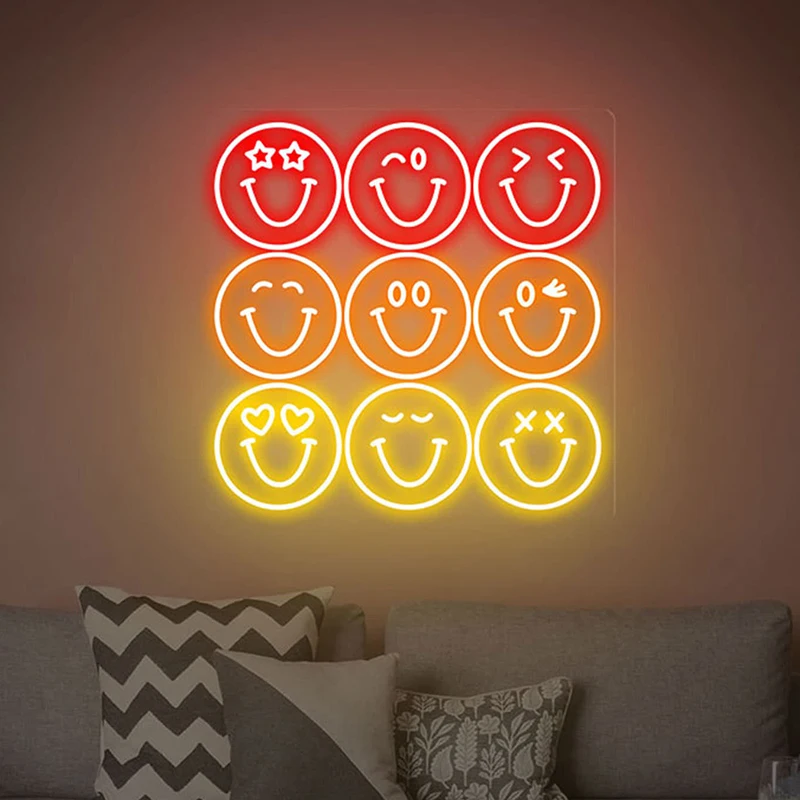 Imagem -03 - Sorriso Led Neon Light para Decoração do Quarto Sinais de Rosto Feliz Custom Gaming Room Decor Neon Home Wall Lights Presentes Personalizados