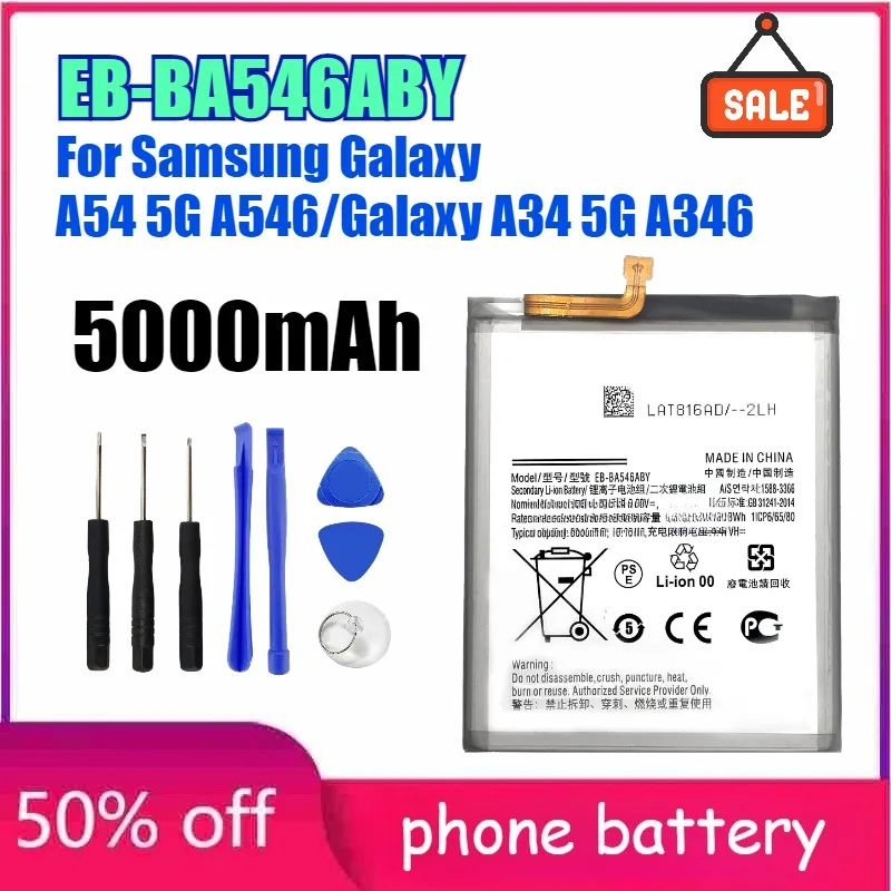 

EB-BA546ABY 5000mAh Phone Battery For Samsung Galaxy A54 5G A546/Galaxy A34 5G A346 Rechargeable Battery