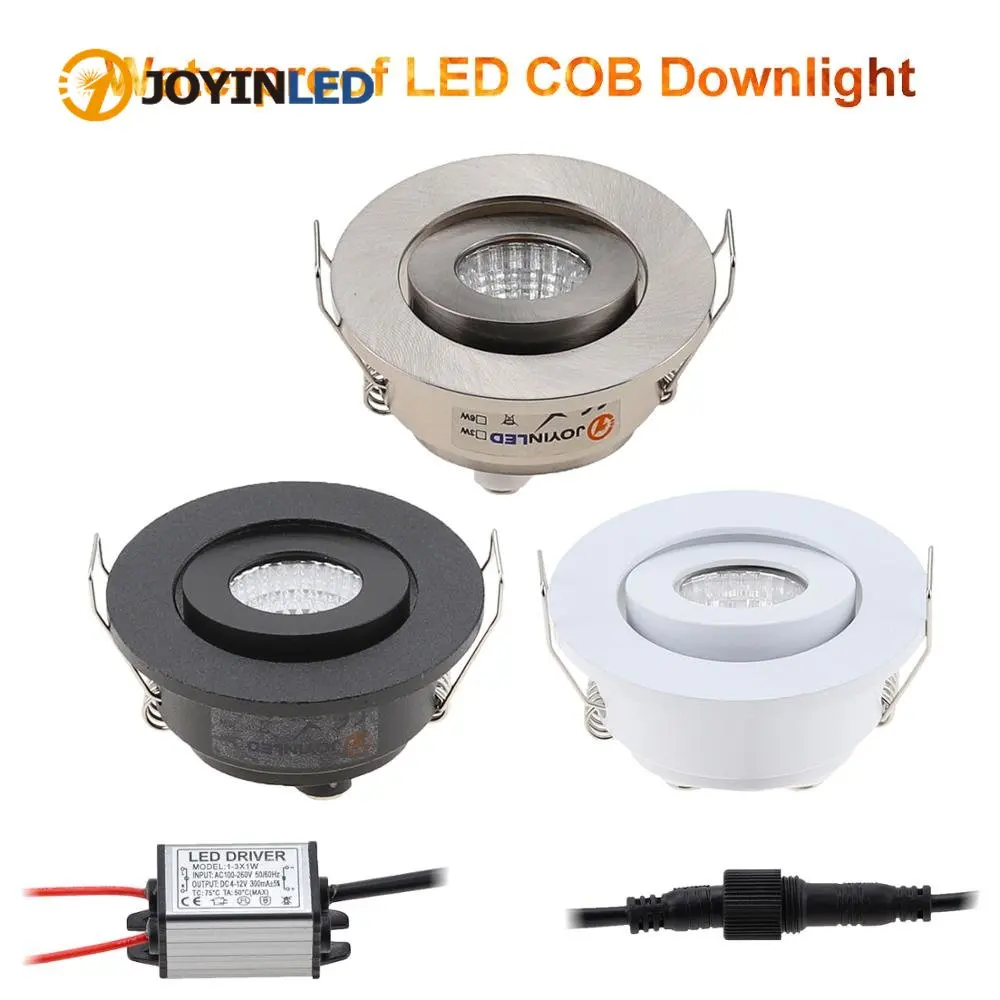 Dimmable LED Waterproof IP65 COB Ceiling Outdoor Recessed 3W AC90-260V DC12V Warm White LED Downlight Hotel Villa Home Lighting